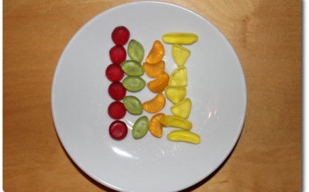 Teller mit siloed Fruchtgummi