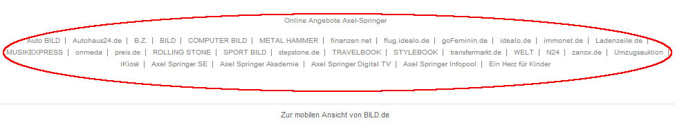 Bild.de Footerlinks