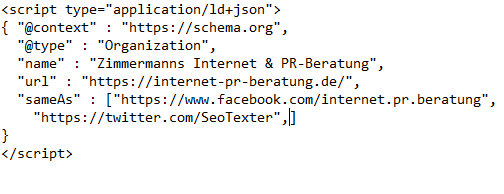Fehlerhafter JSON-LD-Code
