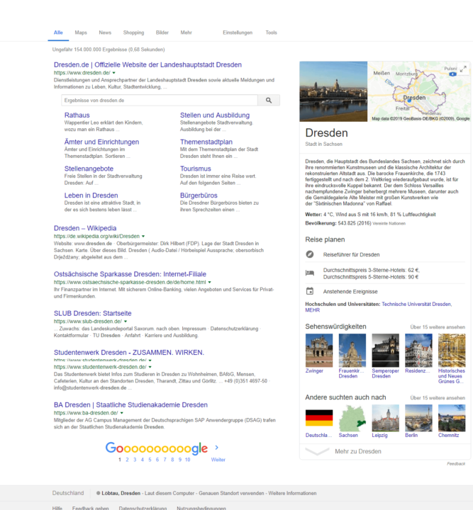 SERP mit Navigationsabsicht