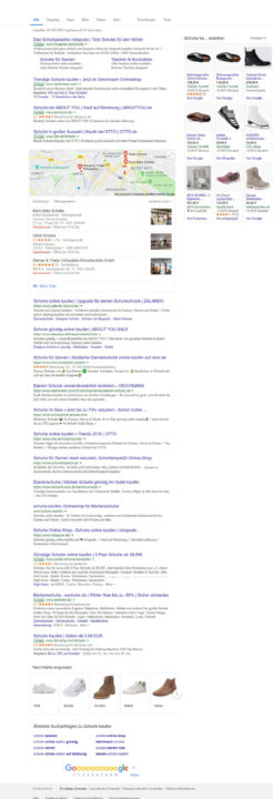 SERP mit Shopping Absicht