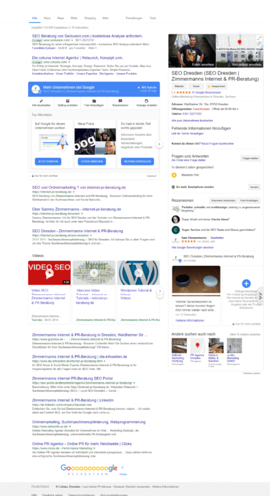SERP Screenshot für Firmeneintrag SERP Screenshot für Firmeneintrag