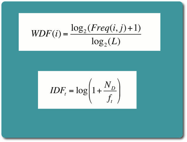 Within Document Frequnecy & Index Document Frequency als Formel wdf * idf Formeln